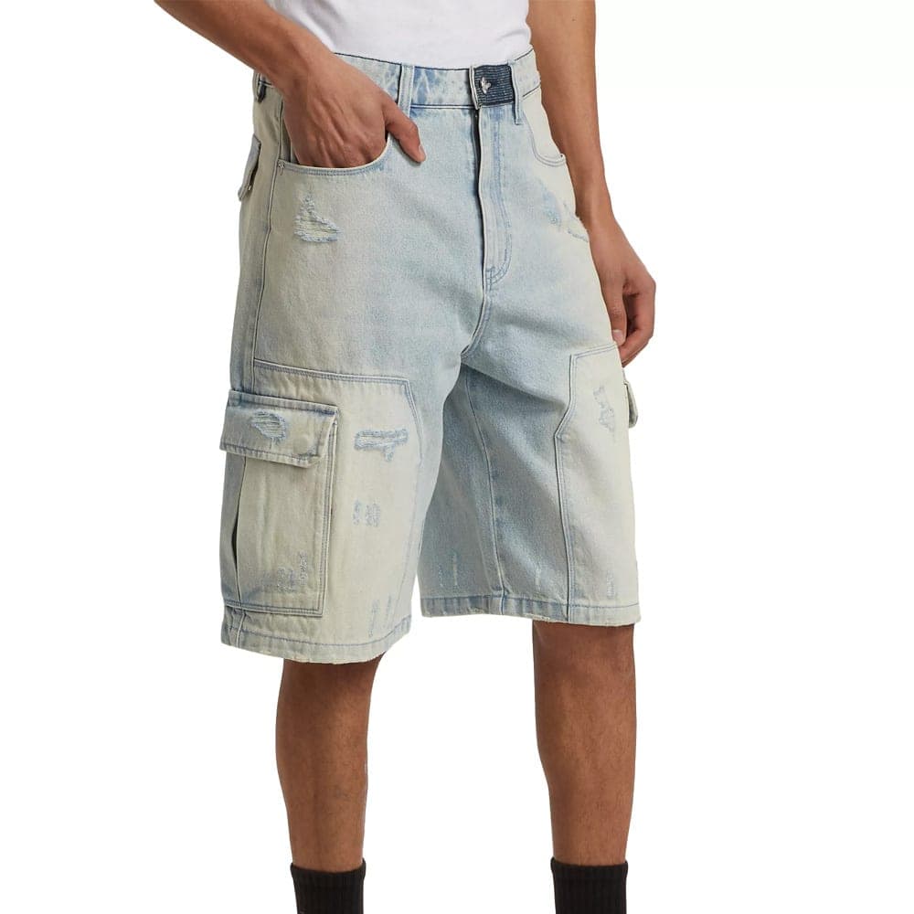 Structured Denim Shorts view 3